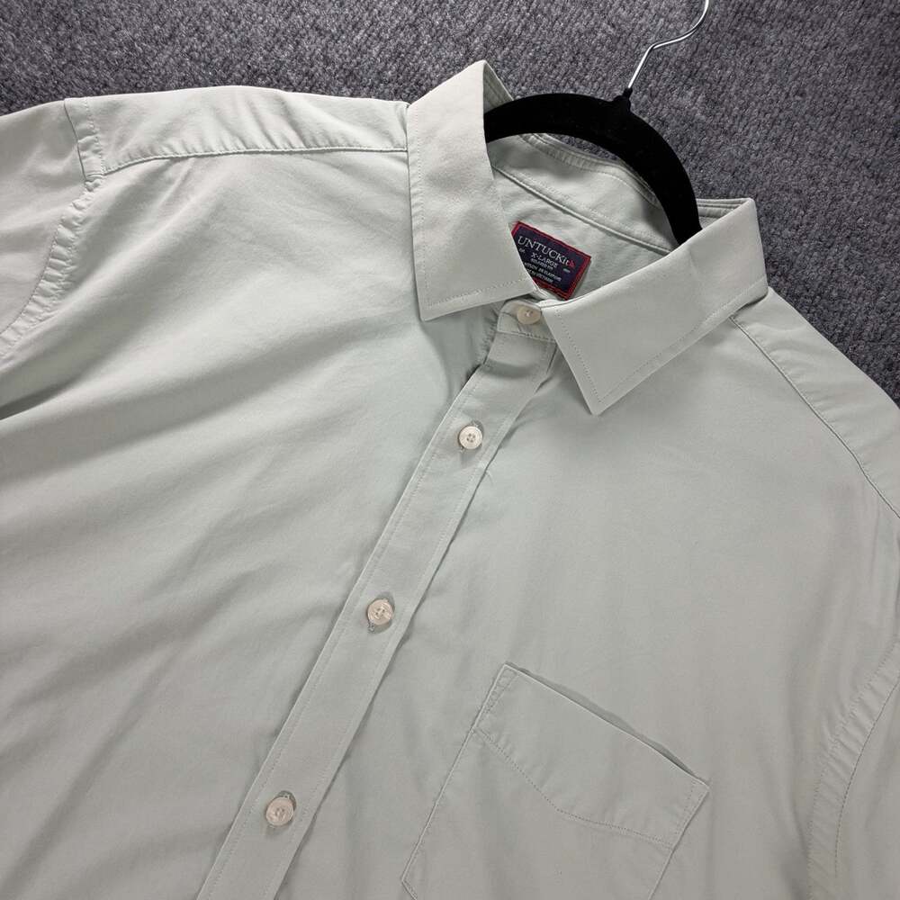 UNTUCKit Mens XL Gironde Shirt Sage Green Short Sleeve Relaxed Fit Stretch